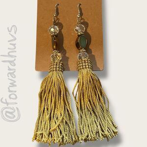 5” Tassel Dangle Earrings – Metallic Accents and Long Gold Fringe